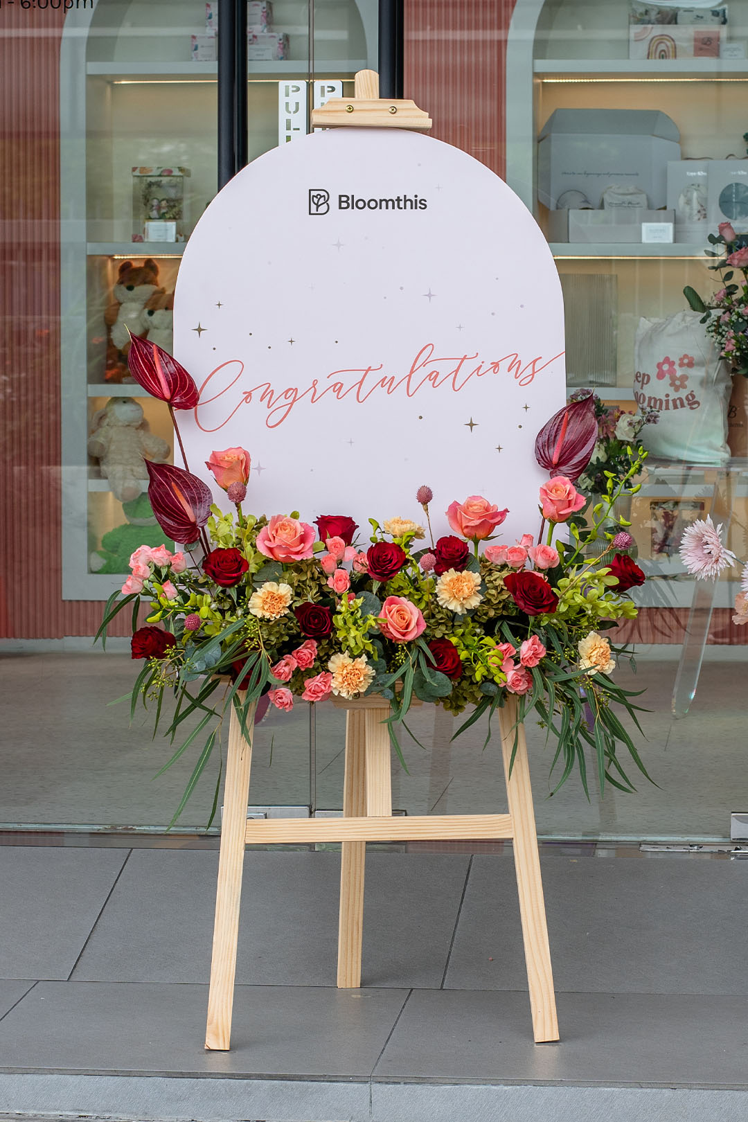 Astounding Red Anthurium Grand Opening Flower Stand