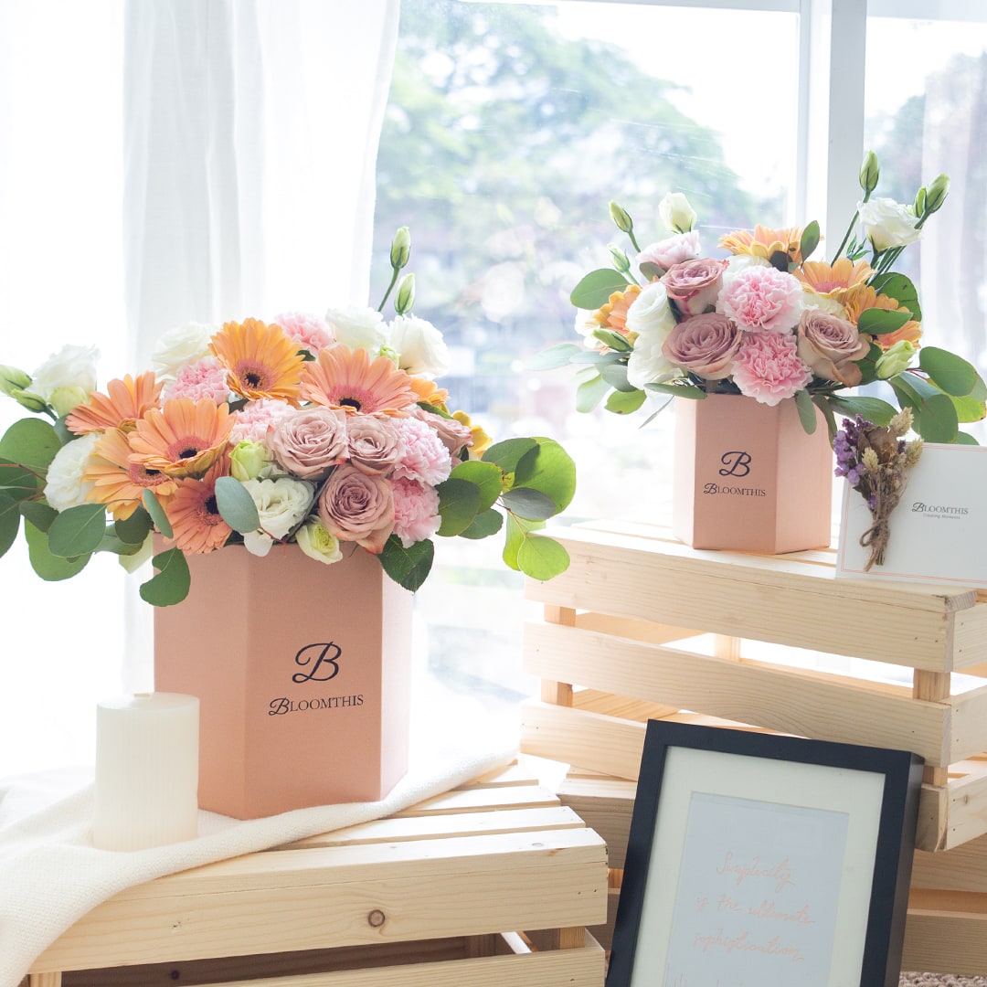 Blake Peach Gerbera Mother's Day Flower Box (MD)
