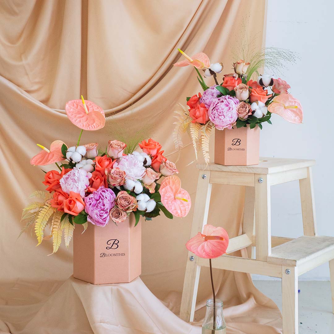 Philomena Pink Peony Flower Box