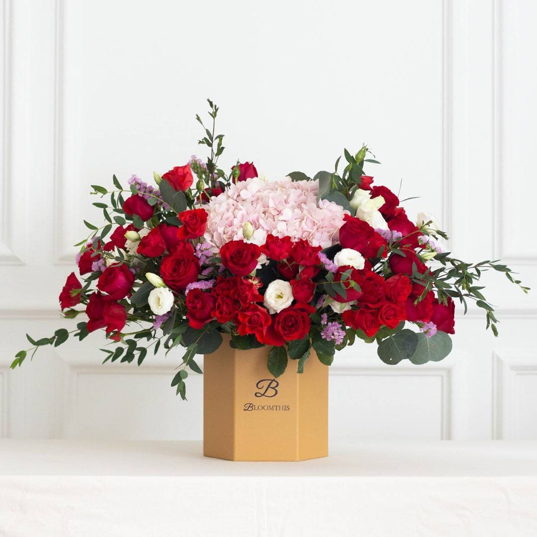 Erica Hydrangea & Rose Flower Box (MD)