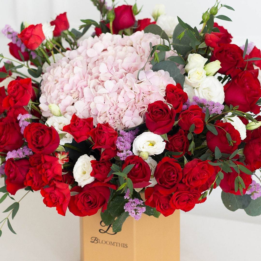 Erica Hydrangea & Rose Flower Box (MD)
