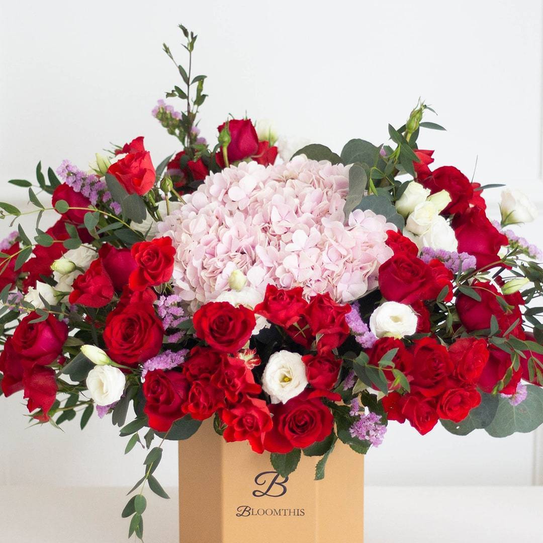Erica Hydrangea & Rose Flower Box (MD)