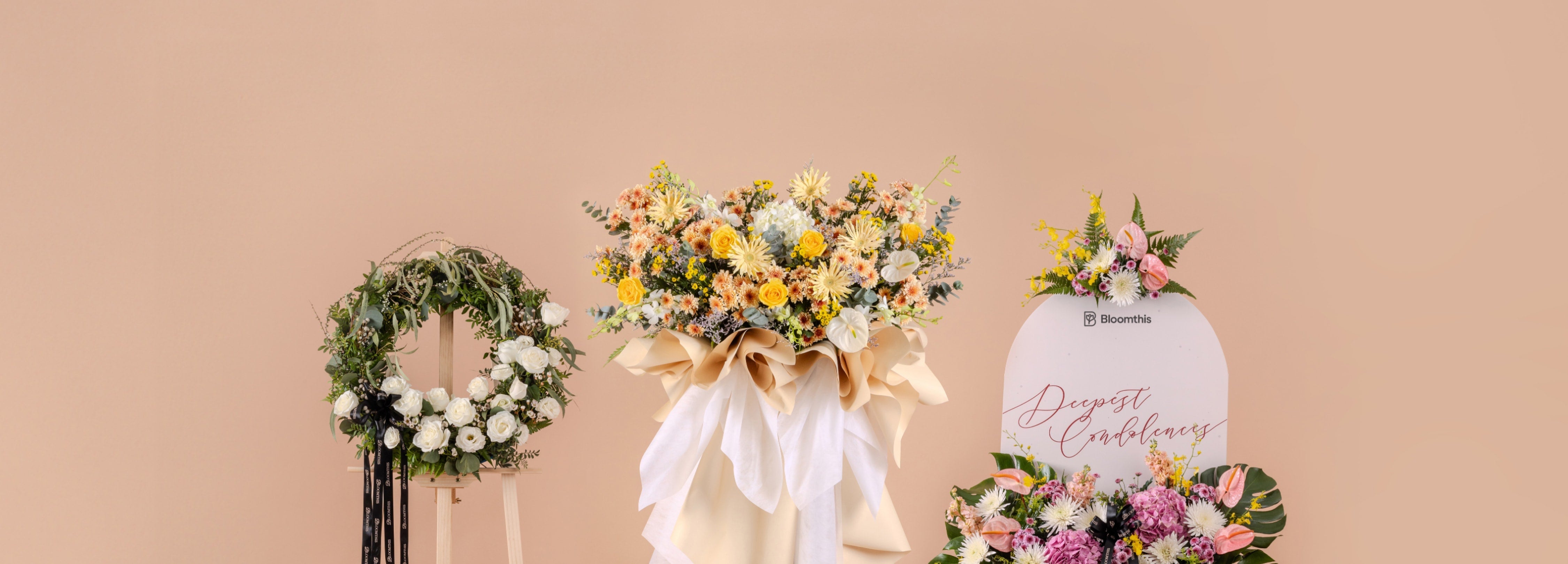 Calming condolence & funeral flowers by Bloomthis SG