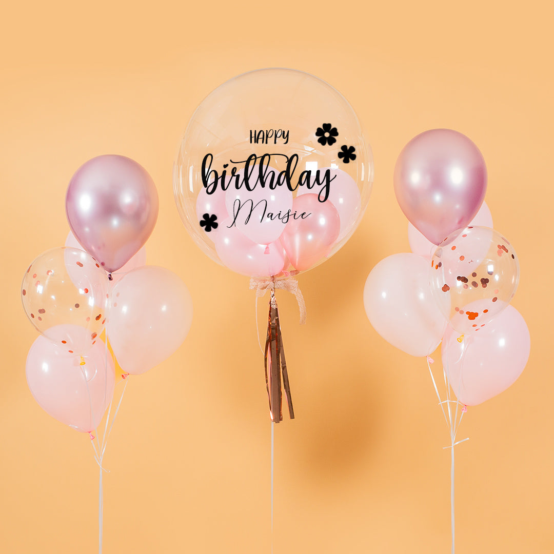Pretty Pink Helium Birthday Balloon Bouquet | Free Delivery | Bloomthis SG