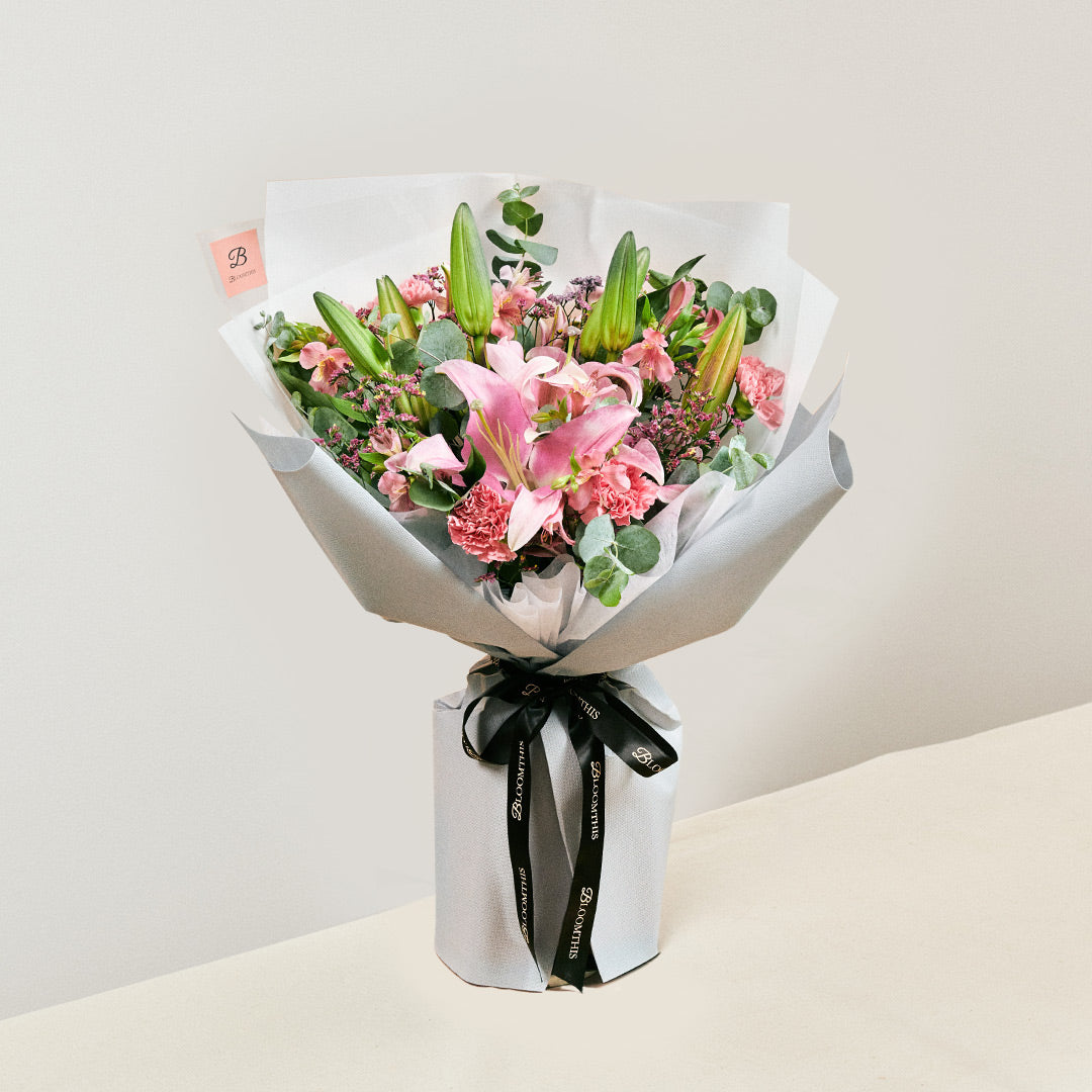 Annabeth Pink Lily Bouquet | Convocation Flower Bouquet | Bloomthis SG