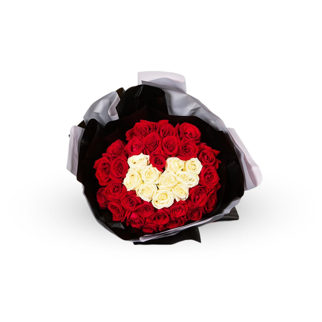 Forever Red & White Rose Bouquet