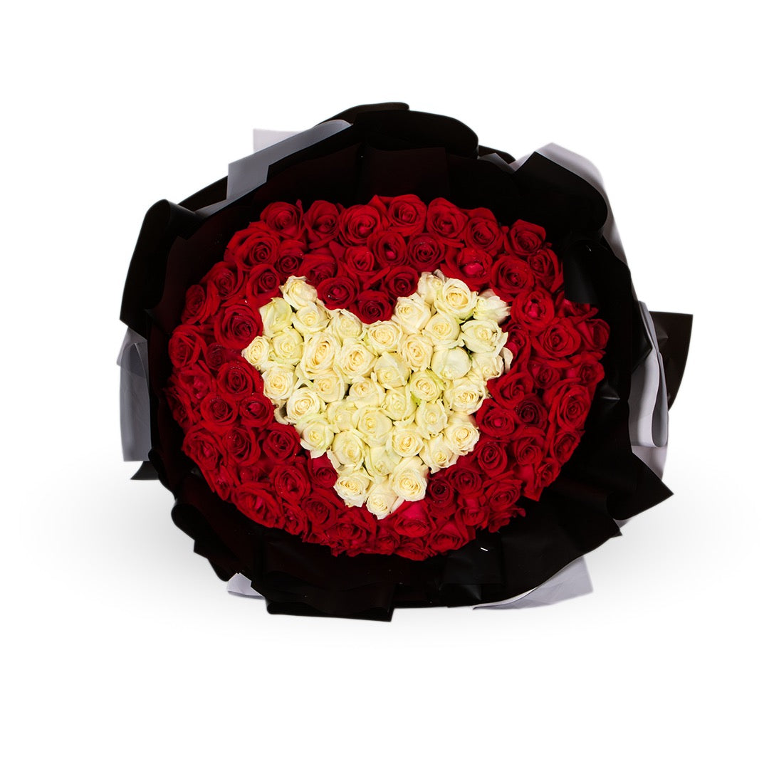 Forever Red & White Rose Bouquet