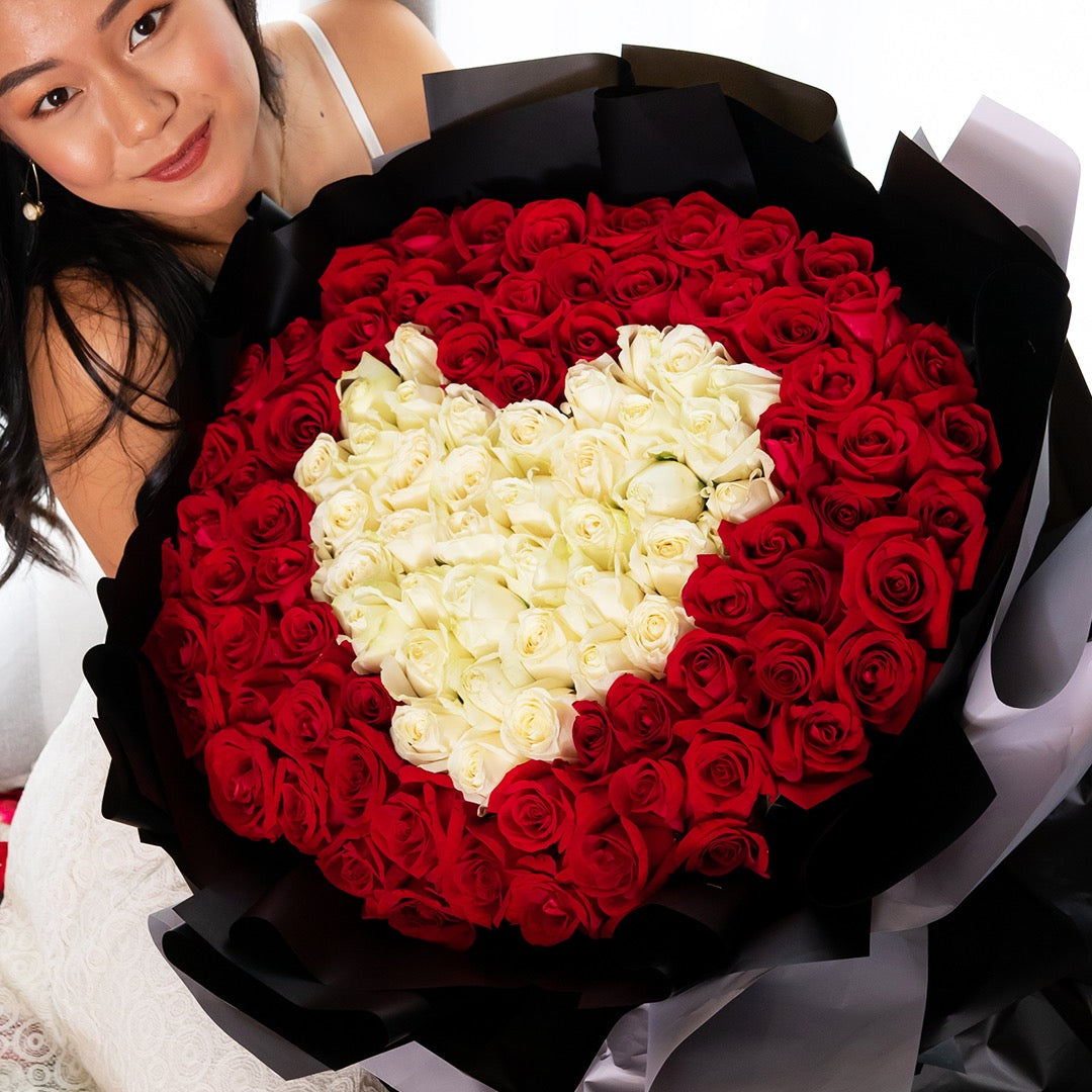 Forever Red & White Rose Bouquet