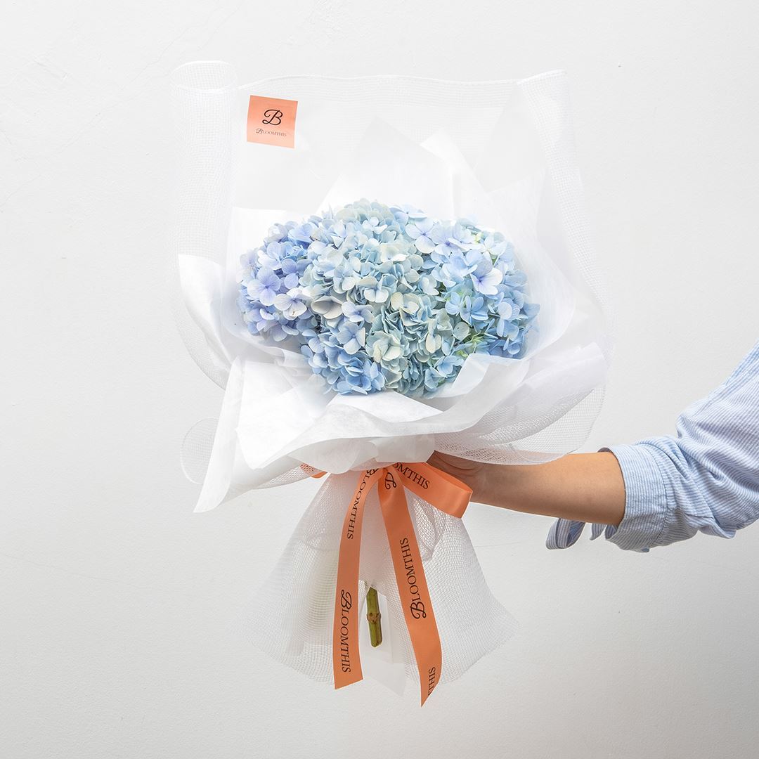 Madelyn White Blue Hydrangea Bouquet