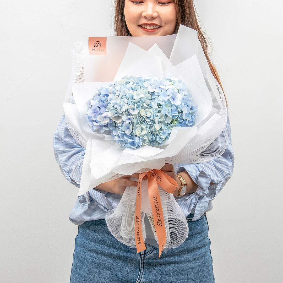 Madelyn White Blue Hydrangea Bouquet