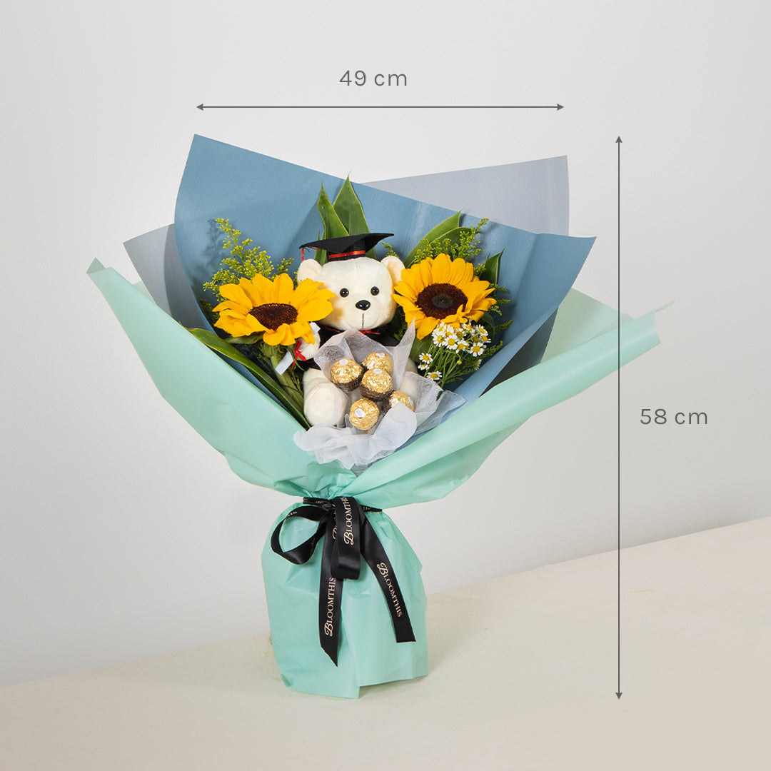 Milo Graduation Bear & Chocolate Bouquet