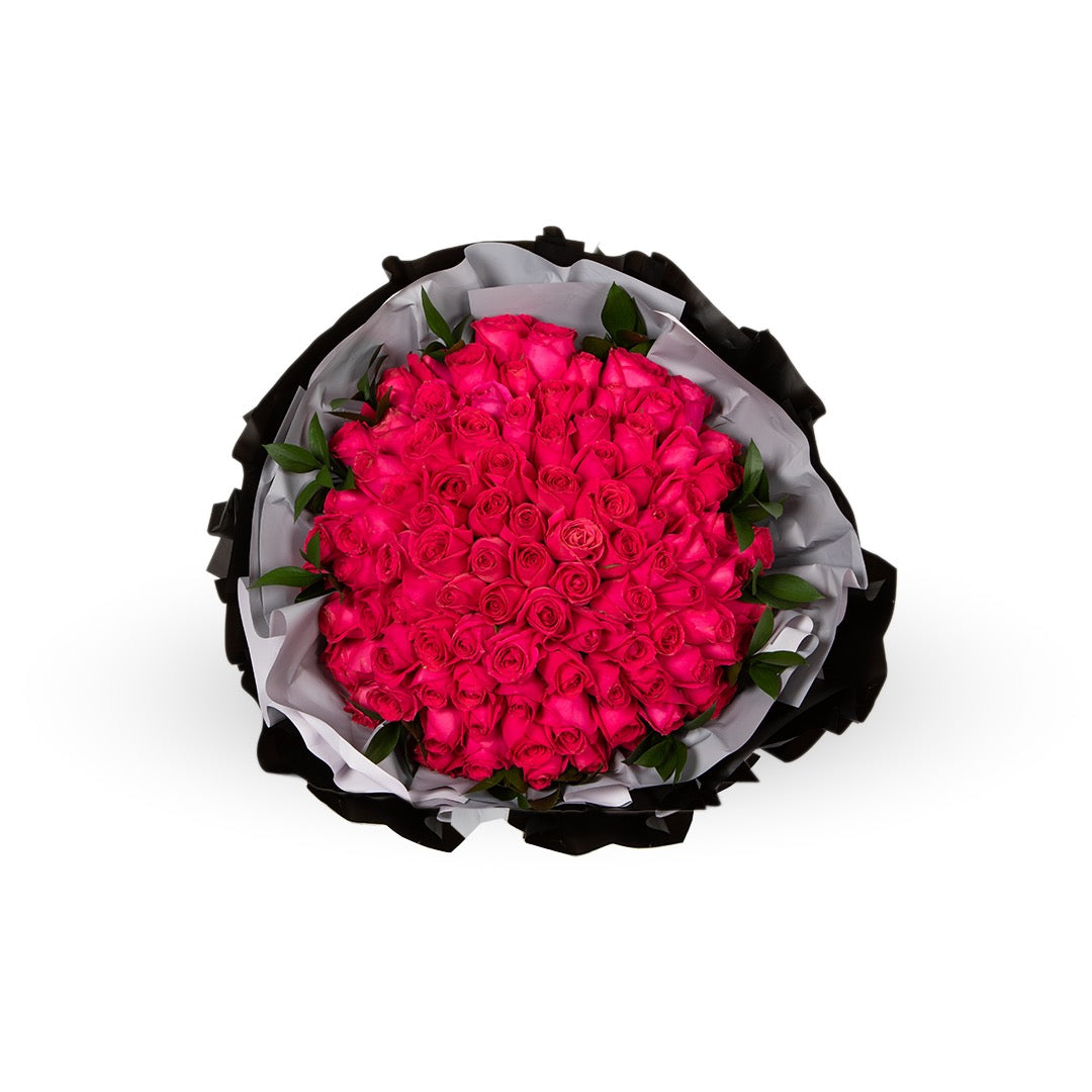 Soulmate Hot Cherry Pink Rose Bouquet