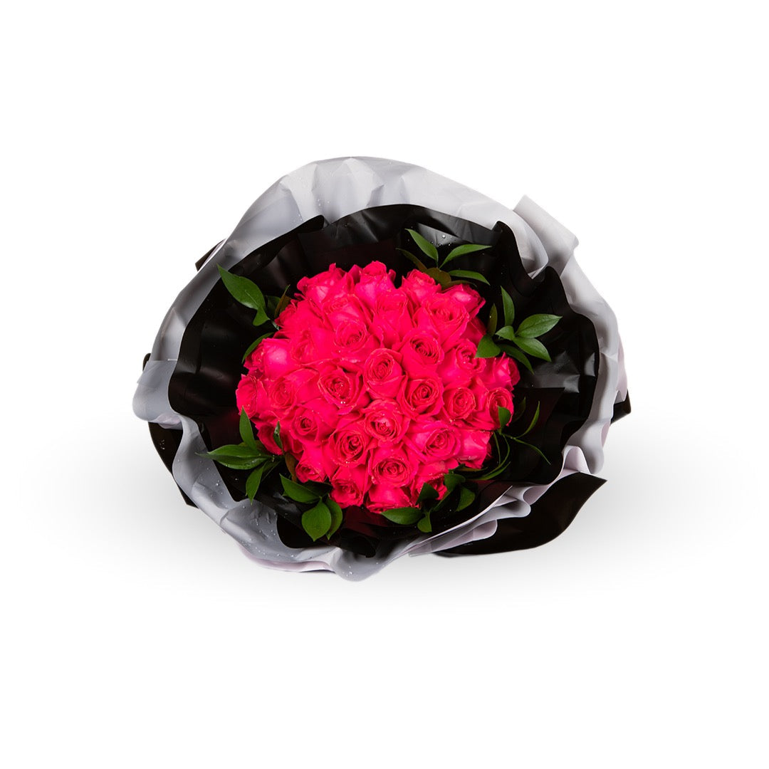 Soulmate Hot Cherry Pink Rose Bouquet