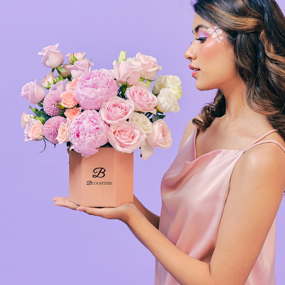 Arianna Pink Peony Flower Box
