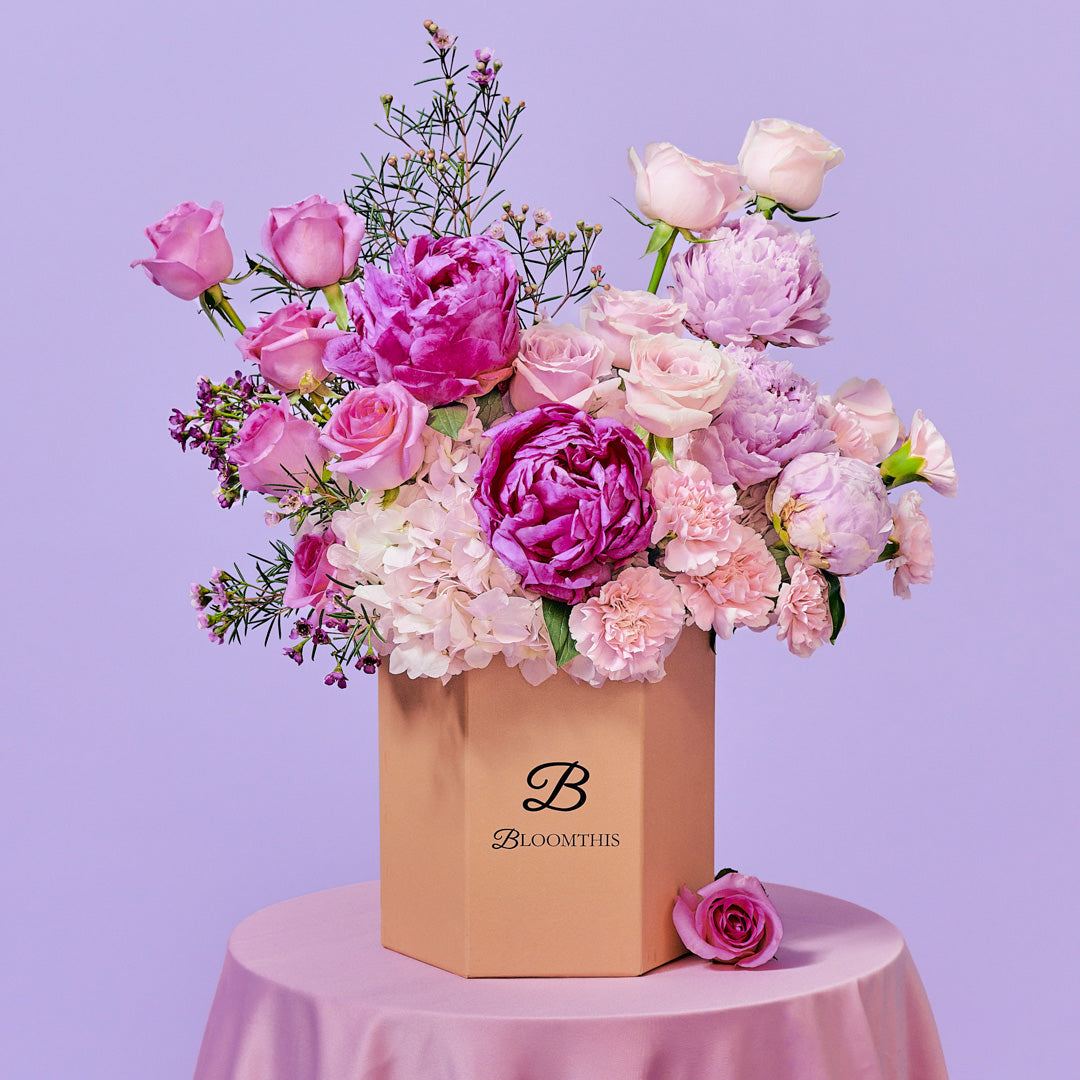 Aubrey Pink Peony Flower Box