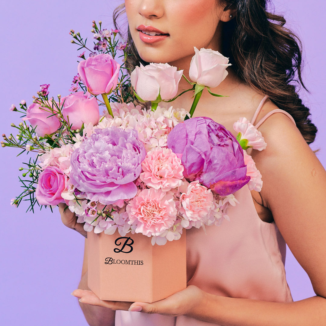 Aubrey Pink Peony Flower Box