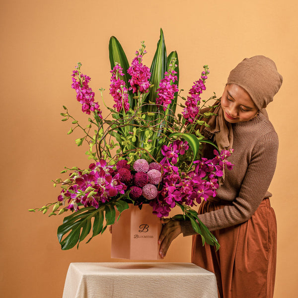 Captivating Matthiola & Orchid Flower Box