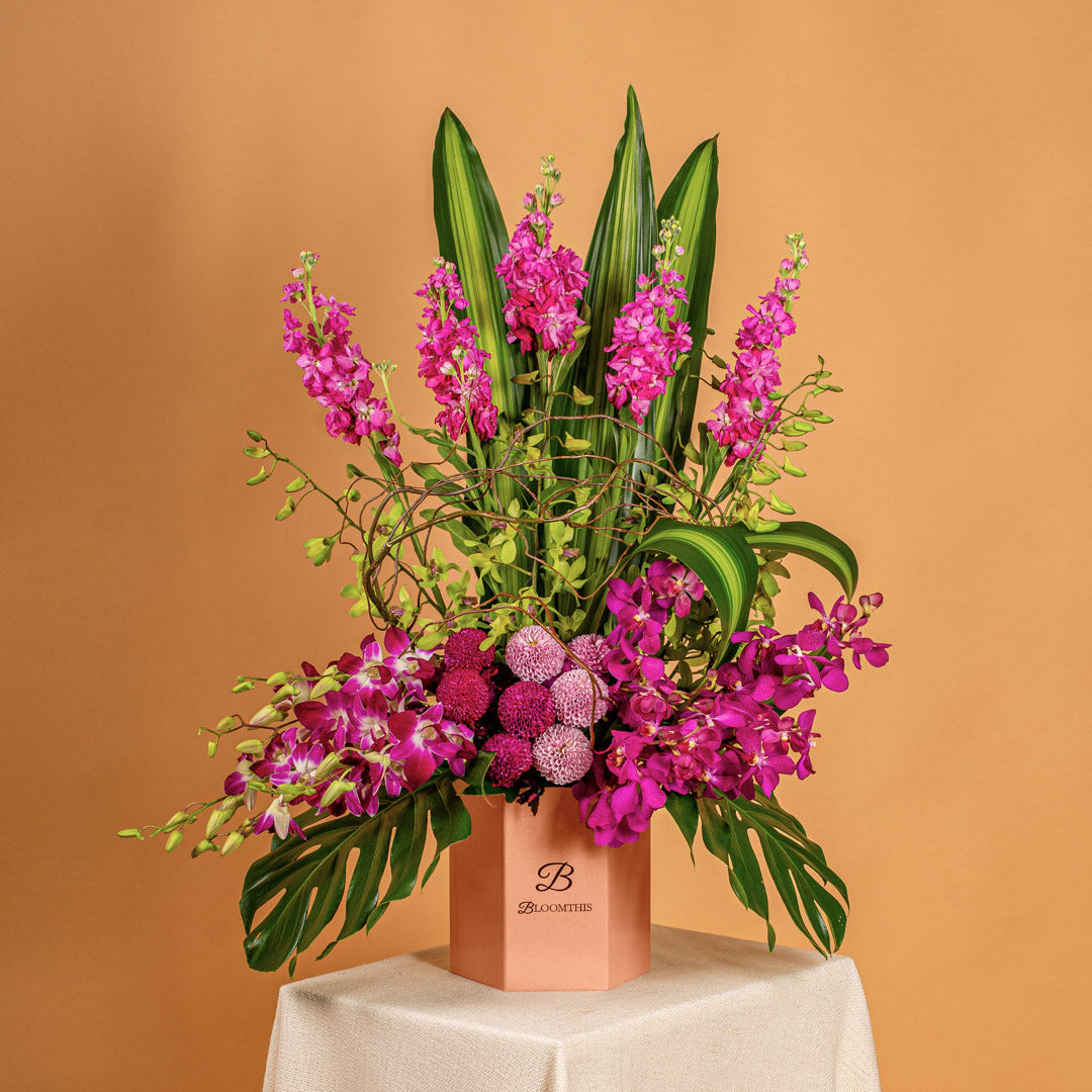 Captivating Matthiola & Orchid Flower Box