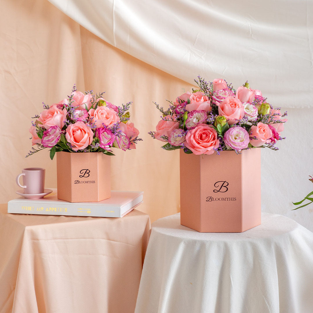 Evangeline Pink Rose Flower Box