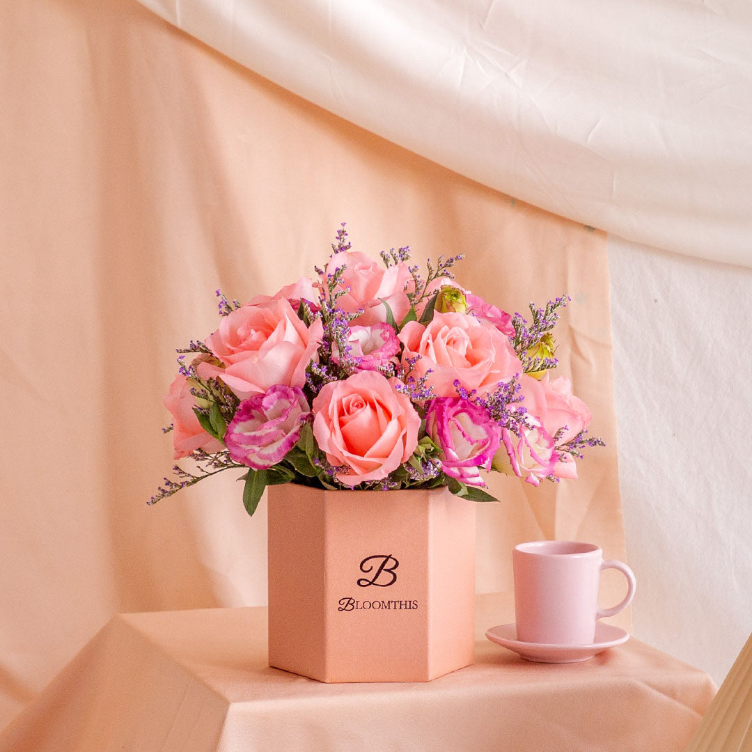 Evangeline Pink Rose Flower Box