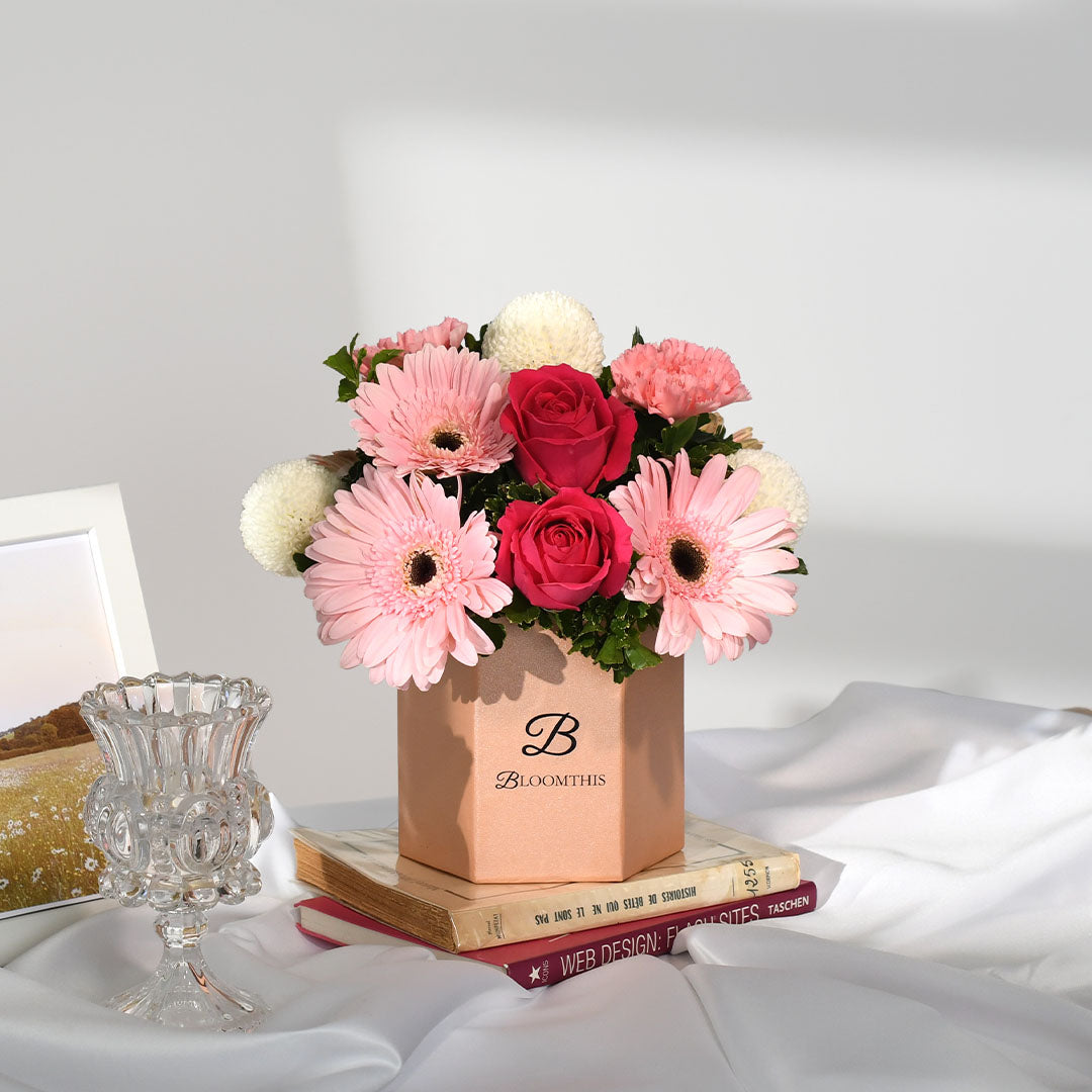 Marilyn Gerbera & Rose Flower Box