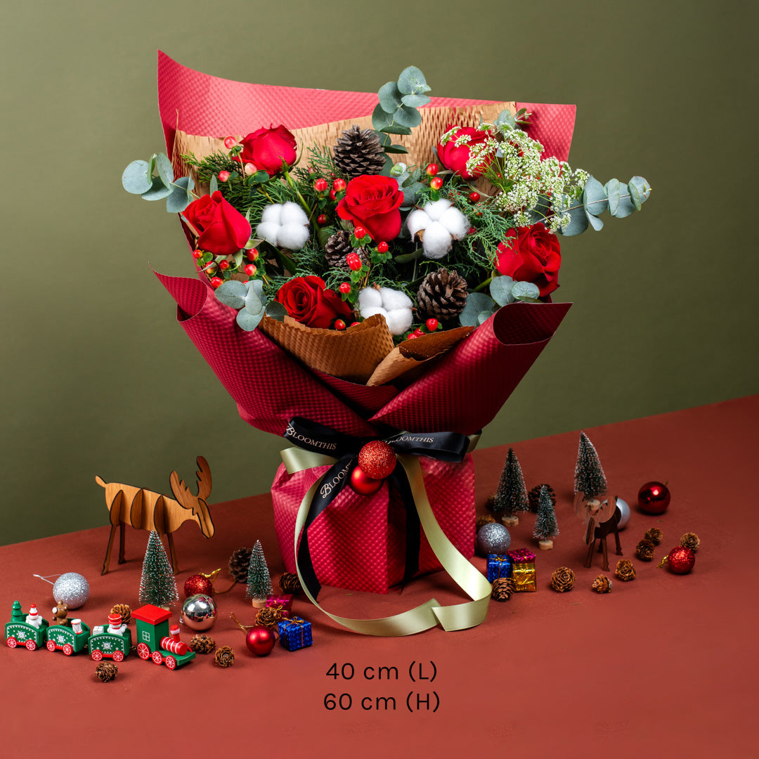 Christie Red Rose Christmas Bouquet